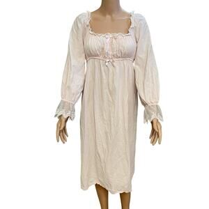 Vintage Inspired Babydoll Nightgown Medium Midi Fairy Coquette Victorian Bow